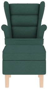 sötétzöld szövet hintaszék lábtartóval