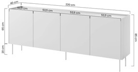 Desin négyajtós szekrény két fiókkal 220 4D4SZ - kerámia vörös / nagano-tölgy