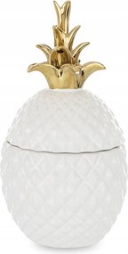 Tároló Doboz Ananász Fehér Arany 23cm Figura Fényes 25 20