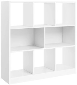 Könyvespolc, térelválasztó polc, 97,5 x 100 x 30 cm, fehér