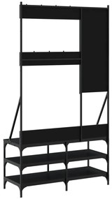 fekete ruhafogas cipőpolccal 100x40x184 cm