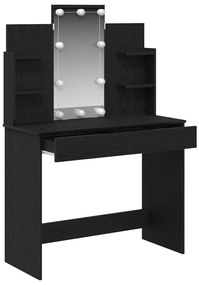 LED világításos Sminktükör Fekete Tölgy 96x40x142 cm