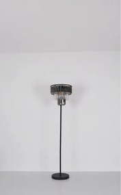Globo 15695D Mennyezeti lámpa könnyű fém fekete matt, füstszínű üvegkristályok, átlátszó, ø: 400mm, M: 330mm, 3x E27 40W 230V izzók nélkül