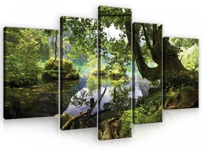 Vászonkép, 5 darabos, Erdei patak 170x100 cm méretben