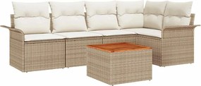vidaXL Kerti Kanapé Szett tárolóval 6 pcs Beige és krém polirattan