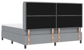 Boxspring Ágy Matrac &amp; LED Világosszürke 200x200 cm Szövet