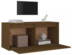 mézbarna tömör fenyőfa faliszekrény 80 x 30 x 35 cm
