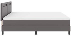 Boxspring Ágy Matraccal Szürkében, 200x200 cm, Műbőr.