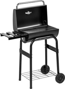 Outsunny Fekete Széngrill Kocsi Tetővel, Polcokkal, Kerekes Grill, Thermométerrel, Kéménnyel a Kertbe és Kempingezéshez | Aosom