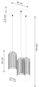 Sollux SL.1336 - Csillár zsinóron BRINA 3xG9/8W/230V fekete