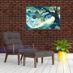 Kép – Az életfa zöld lombkoronája (90x60 cm)