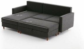 Eva Left Anthracite kinyitható sarokkanapé