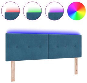 LED Fejtámla Gombos Kárpitozás Sötétkék 72 cm Bársony