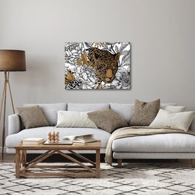Kép - leopárd a virágok között (70x50 cm)