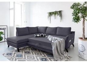 Charming Charlie L antracit kinyitható sarokkanapé, bal oldali - Miuform