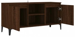 barna tölgyszínű TV-szekrény fémlábakkal 103,5 x 35 x 50 cm