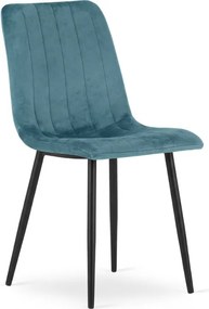 Petrolkék bársony szék LAVA PETROL BLUE fekete lábakkal