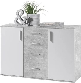 Komód, fehér/beton, POPPY 5