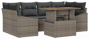 vidaXL Kerti Kanapé Szett tárolóval 7 pcs Szürke Poli rattan