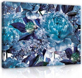 Vászonkép 120x80 Bazsarózsa kék virág kompozíció elegancia luxus nyugalom