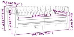 sötétszürke 3 személyes szövet Chesterfield kanapé