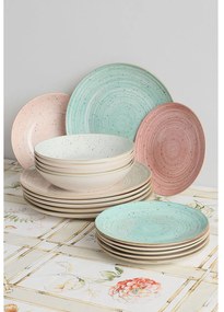 Rózsaszín porcelán 18 részes étkészlet Tognana Pepper Rosa