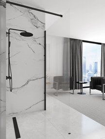 Rea Aero Intimo, zuhany paraván 90x200 cm, 8mm átlátszó üveg, fekete profil, REA-K4123