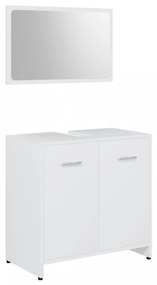 3 részes fehér szerelt fa fürdőszobai bútorszett