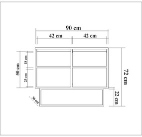 Natúr színű szekrény diófa dekorral 90x72 cm Rodez – Kalune Design