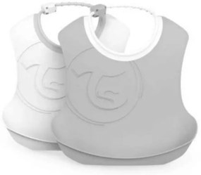 Műanyag előke Twistshake, 2 pcs - szürke/fehér, 4 m+