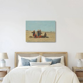 Üveg kép - Eugène Boudin, Women on the Beach at Berck, reprodukciók (70x50 cm)