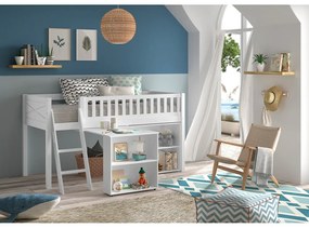 Fehér magasított borovi fenyő gyerekágy tárolóhellyel 90x200 cm SCOTT – Vipack