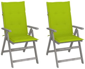 vidaXL 2 db dönthető tömör akácfa kerti szék párnákkal