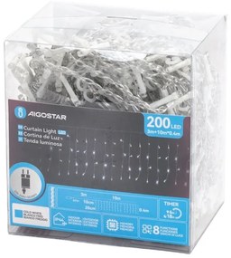 Aigostar - LED kültéri karácsonyi fényfüzér 200xLED/3,6W/230V/8 üzemmód 10x0,4m IP44 hideg fehér