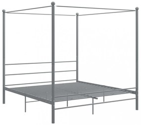 szürke fém baldachinos ágykeret 200 x 200 cm