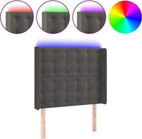 vidaXL sötétszürke bársony LED-es fejtámla 83x16x118/128 cm