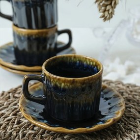 Elementa kőagyag csésze alátéttel 6 db-os szett, 185 ml, sötétkék