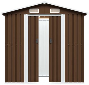 barna acél kerti fészer 204 x 132 x 186 cm