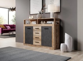 Komód 2 ajtóval és 4 fiókkal Old Style Light / Matera színkombinációban – LUNA MIDI B