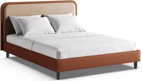 Téglavörös kárpitozott franciaágy ágyráccsal 200x200 cm Aveline – Micadoni