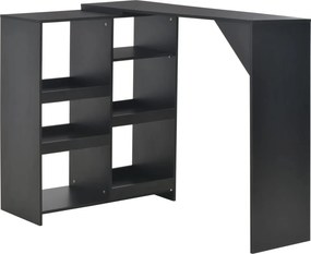 vidaXL fekete bárasztal mozgatható polccal 138 x 39 x 110 cm