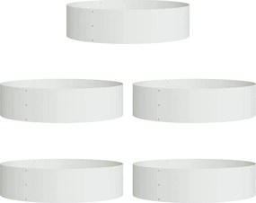 vidaXL Ültető gyűrű 5 pcs Fehér 80 x 80 x 20 cm Hidegen hengerelt acél