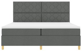Box Spring Ágy Matrac Sötétszürke 200x200 cm Szövet