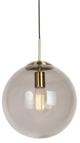 Modern lógólámpa sárgarézzel és füstüveggel 30 cm - Ball