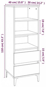fehér szerelt fa magasszekrény 40 x 36 x 110 cm