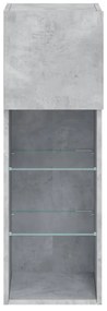 betonszürke TV-szekrény LED-lámpákkal 30,5x30x90 cm