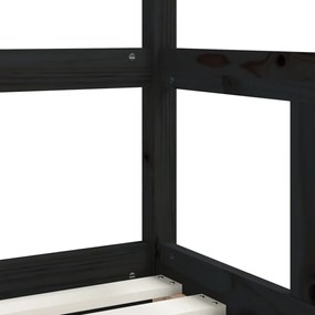 fekete tömör fenyőfa gyerekágykeret 70 x 140 cm