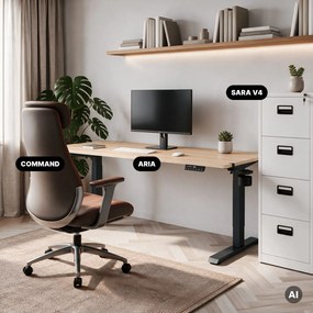 Elektromos íróasztal magasságállítással ergonomikus antracit/sonoma tölgy,1600x800 mm: ARIA