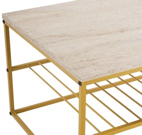 Dohányzóasztal Asude - Arany, Travertine