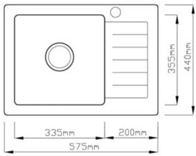Laneo V575-44C Gránit Mosogató + Csap + Dugóemelő (fekete)